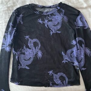 BLACK AND PURPLE MESH DRAGON LONG SLEEVE